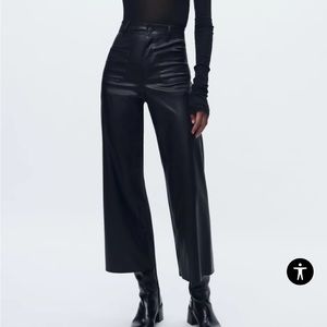 NWOT HIGH-WAISTED FAUX LEATHER ZW MARINE STRAIGHT PANTS
